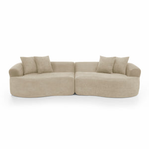 English Elm Modern Chenille Cloud Sectional Sofa Curved 4 Seat Living Room Couch Ready to Use Camel W1413S00132