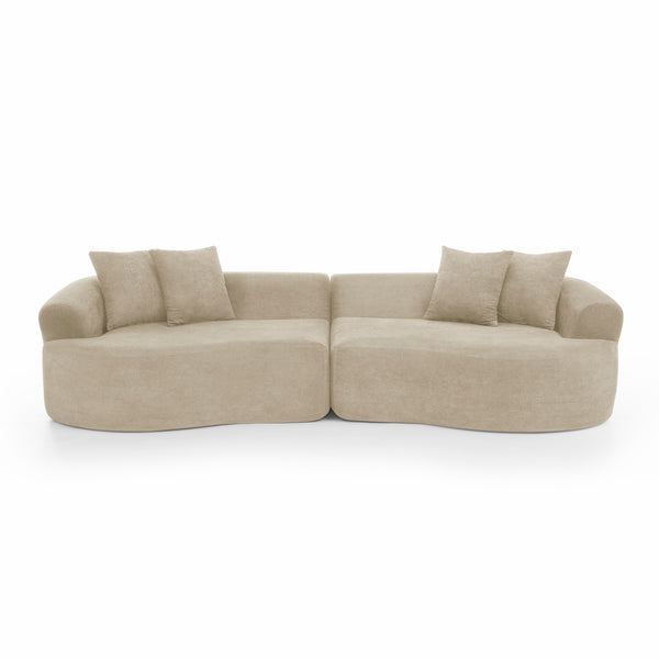 English Elm Modern Chenille Cloud Sectional Sofa Curved 4 Seat Living Room Couch Ready to Use Camel W1413S00132