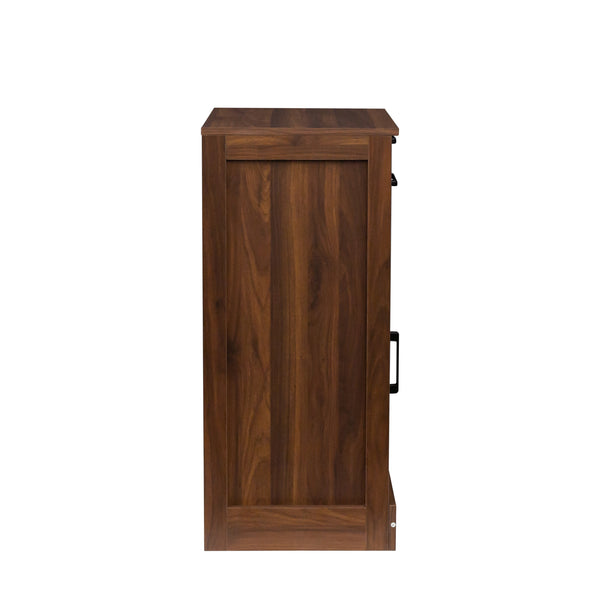 English Elm brown walnut modular wine bar cabinet with hutch, buffet storage, drawer & shelf for dining room W331P213375