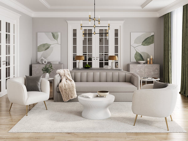 Sunpan Cara Coffee Table - Unique Round Concrete Design with Stunning Swirl Base for Indoor & Outdoor Use