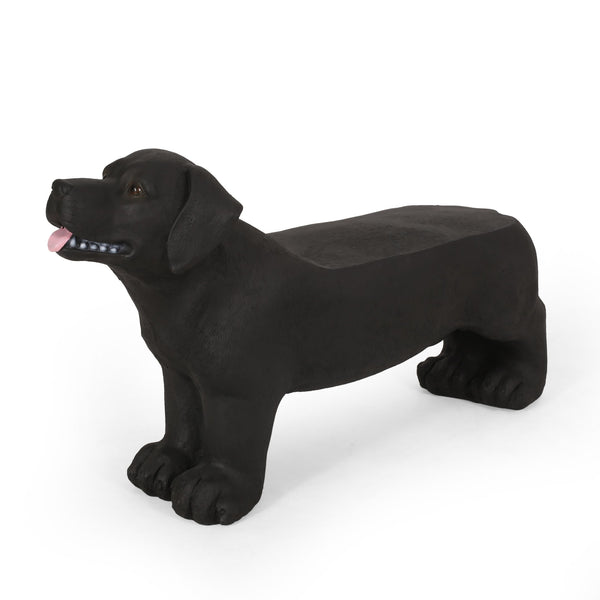 English Elm Christopher Knight Home® - MGO Labrador Dog Bench Lightweight Concrete Outdoor Seat in Matte Black — No Assembly, Durable Decor 72984.00