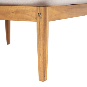 English Elm Terassi Solid Acacia Outdoor Ottoman with Padded Beige Cushion for Patio Seating N775P372830T
