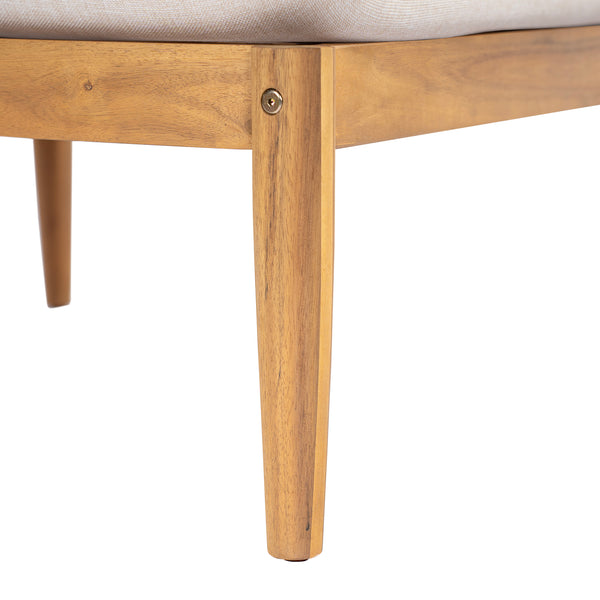 English Elm Terassi Solid Acacia Outdoor Ottoman with Padded Beige Cushion for Patio Seating N775P372830T