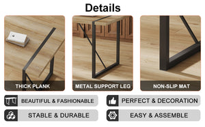 English Elm Table Set With 6 Upholstered Chairs - Modern Medieval Style, Rustic Industrial Mdf Dining Table W1151S04211-GIGA