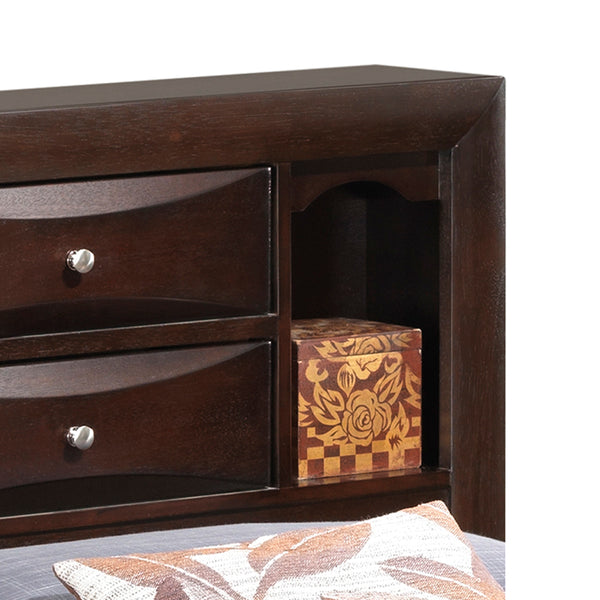 English Elm Marilla Modern Full Storage Bed with Dovetailed Drawers, Real Wood Veneer, Molded Beveled Fronts Cappuccino 23 L x 42 W x 4 H B078S00196