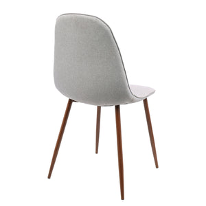 English Elm Mid-century Modern Dining Chairs Walnut Legs Grey Upholstered Seat Set of Two B202P223871