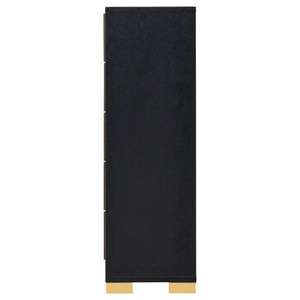 English Elm Medici 5-Drawer Chest - Sleek Black Storage Solution With Gold Accents For Modern Bedrooms & Decor B062P353270