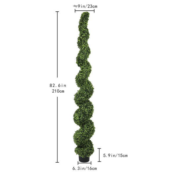English Elm 7ft Spiral Faux Boxwood Topiary Uv Resistant Artificial Tree for Patio Entryway Decor W2945P389452