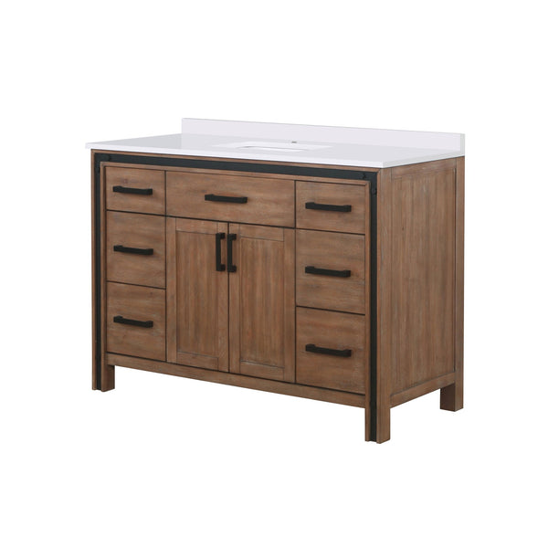 English Elm Rustic Barnwood 48 in Vanity with Cultured Marble Top, Solid Wood Frame, Soft-Close Drawers, Storage B2731P260701