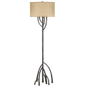 Mangrove Bronze Floor Lamp – Nature-Inspired Design with Unique Root Base and Grasscloth Shade