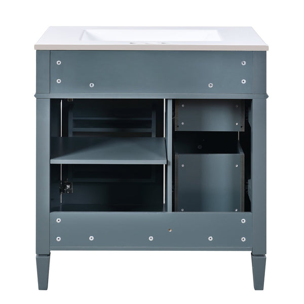 English Elm 30'' Modern Bathroom Vanity With Ceramic Sink, 3 Drawers & Cabinet Storage For Organized Elegance N710P206904M
