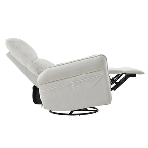 English Elm 360° Swivel Rocker Recliner Chair with Pull-Ring Recline, 360° Swivel, Rocking Comfort for Living Spaces Gray W1028S00049