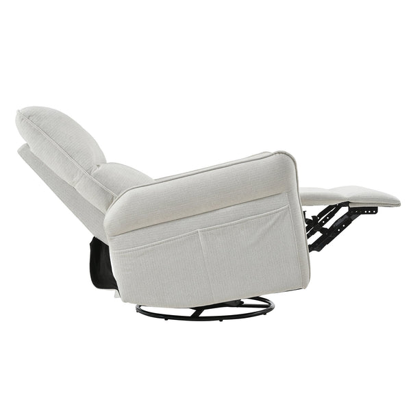 English Elm 360° Swivel Rocker Recliner Chair with Pull-Ring Recline, 360° Swivel, Rocking Comfort for Living Spaces Gray W1028S00049