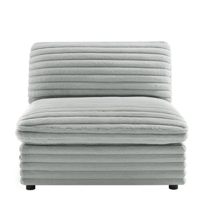 English Elm Jenny Plush Armless Slipper Chair Gray — Ultra-Plush Wide Cord Fabric, Down-Blend Cushions, Black Legs B050P408889