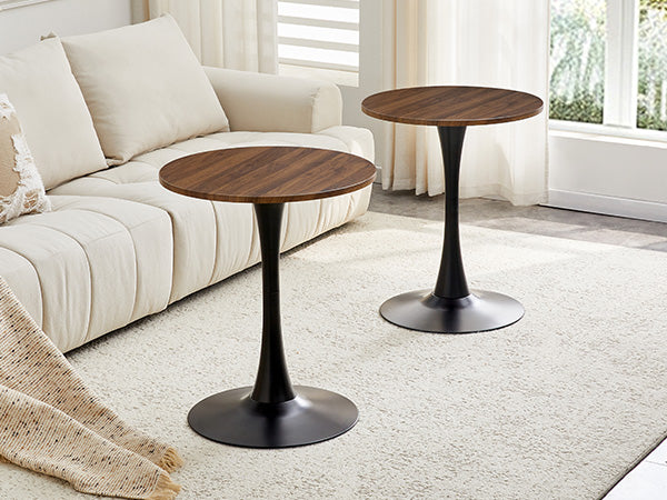 English Elm Round Faux Marble Tulip Dining Table Mid Century Pedestal Base for Compact Kitchens Walnut W2920P395713