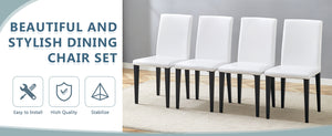 English Elm White Pu Leather Dining Chair with Ergonomic Back and Black Metal Base for Modern Interiors W1151S04615