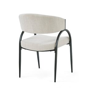 English Elm Upholstered Gray Fabric Dining Chair Set of Two with Sleek Metal Legs Modern Style N768P184752B