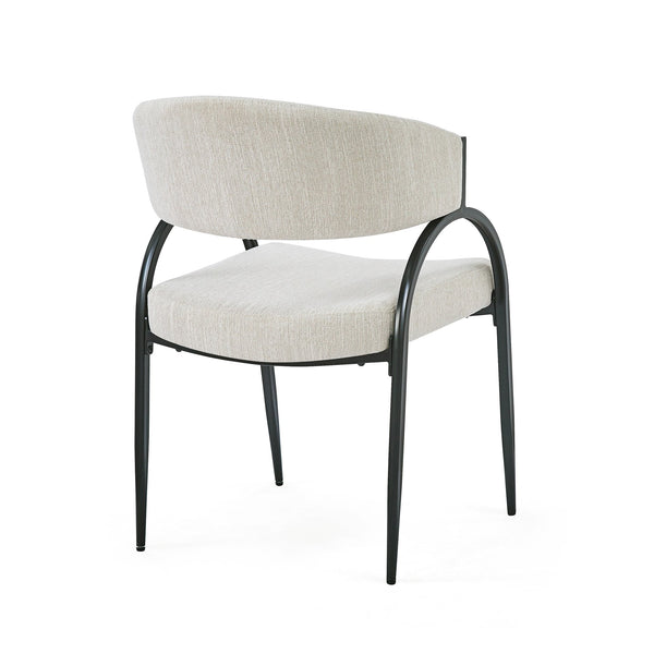 English Elm Upholstered Gray Fabric Dining Chair Set of Two with Sleek Metal Legs Modern Style N768P184752B