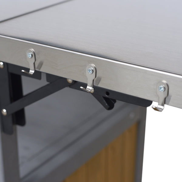 English Elm 54.33" Farmhouse Outdoor Kitchen Cart Solid Fir Frame Steel Top Storage Bbq Prep Blue Gray,Walnut Brown N767P379702B