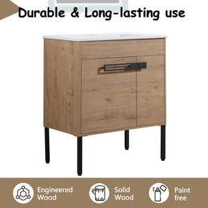 English Elm 30 Inch Bathroom Vanity With Sink – Transform Your Space With Modern, Versatile Design & Storage! W999S00077