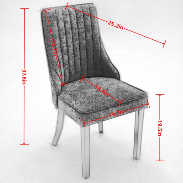 English Elm Rayon Upholstered Chenille Dining Chairs Set Of 2 With Silver Stainless Steel Legs For Elegant Comfort W1143P293316-GIGA