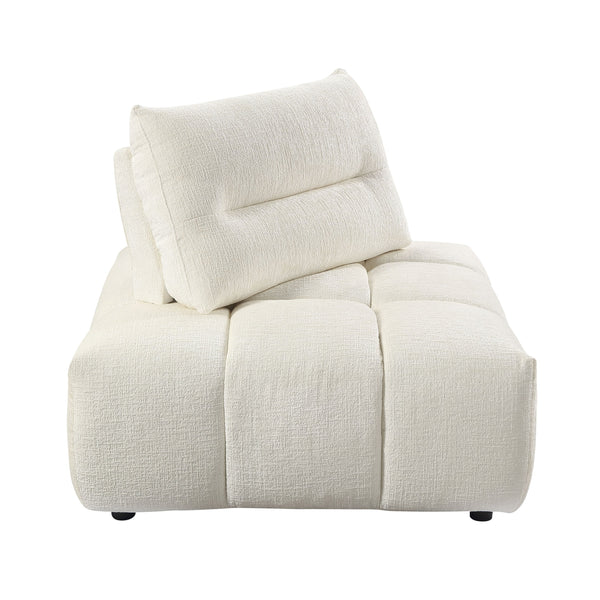 English Elm Loanna Beige Linen Modular Sectional with Chaise, Ottoman & Adjustable 13" Seat-Back for Flexibility B2726S00386