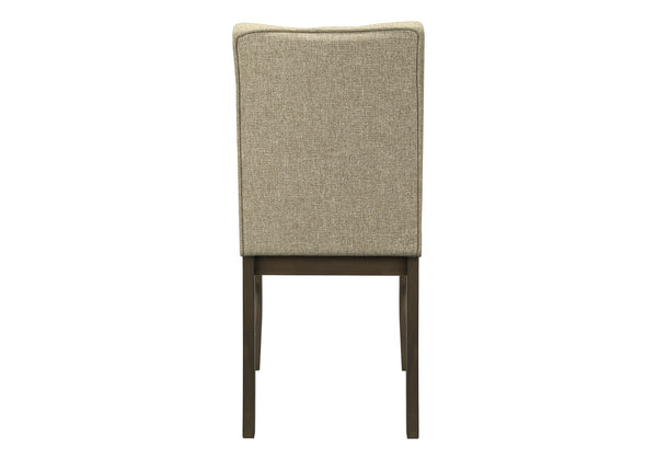English Elm Dining Chair Set of 2 Tufted Brown Fabric Grey Wood Frame Transitional Seating B2710P461769