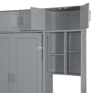 English Elm Queen Murphy Bed with Integrated Desk Cabinet Shelves Space Saving Studio Solution Gray N708S00021E-1
