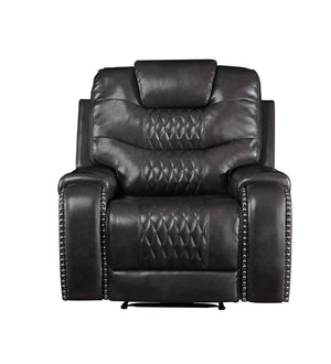English Elm Braylon Magnetite Faux Leather 3-Piece Manual Recliner Set in Brown with Console, Cup Holders and Storage B2726S00187