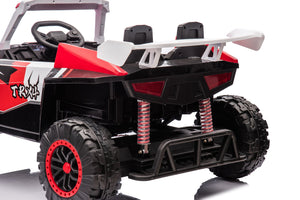 English Elm 24v Two Seater Kids Utv 800w 4x4 Off Road Ride on with Full Suspension Remote White+Red W1620P328746