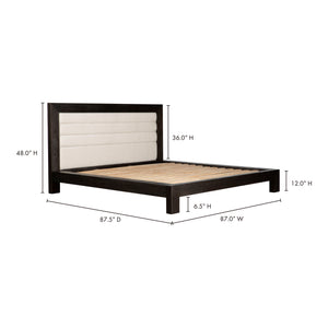English Elm Ashcroft Channel Tufted Upholstered King Bed Tall Headboard Acacia Wood Accent Frame B2769S00016