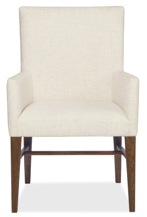 Hooker Furniture Driftwood Worn Saddle Upholstered Arm Chair — Rustic Transitional Dining Accent With Solid Wood Frame, Neutral Fabric Comfort 6820-75511-85