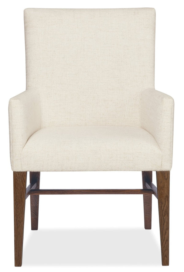 Hooker Furniture Driftwood Worn Saddle Upholstered Arm Chair — Rustic Transitional Dining Accent With Solid Wood Frame, Neutral Fabric Comfort 6820-75511-85