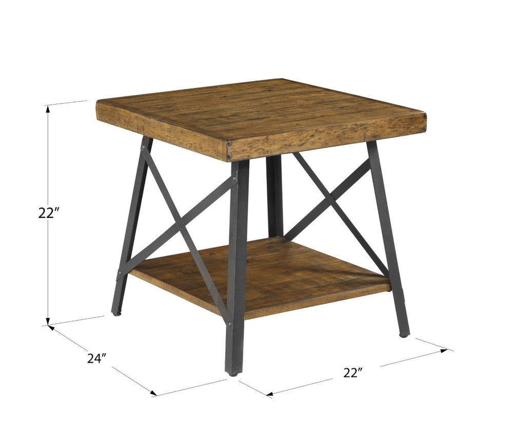 English Elm Wallace & Bay - Brown End Table - Rustic Solid Wood Design With Steel-Gray Accents For Modern Living Spaces B2709P212391-GIGA