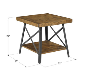 English Elm Wallace & Bay - Brown End Table - Rustic Solid Wood Design With Steel-Gray Accents For Modern Living Spaces B2709P212391-GIGA