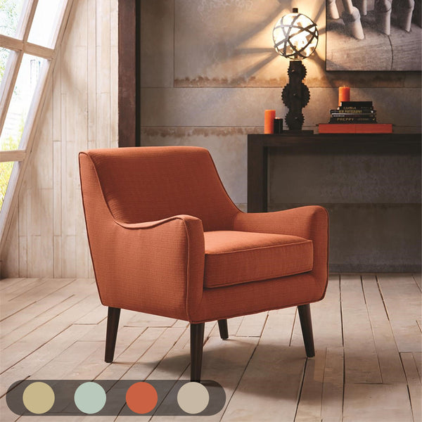 JLA Home Madison Park - Mid-Century Burnt Orange Accent Chair with Curved Silhouette, Tapered Espresso Legs & Removable Cushion FPF18-0219