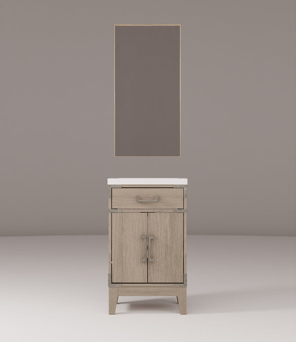 English Elm Grey Oak Single Bath Vanity Set With Acrylic Countertop & Mirror - Ideal For Small Spaces! B2731S01450