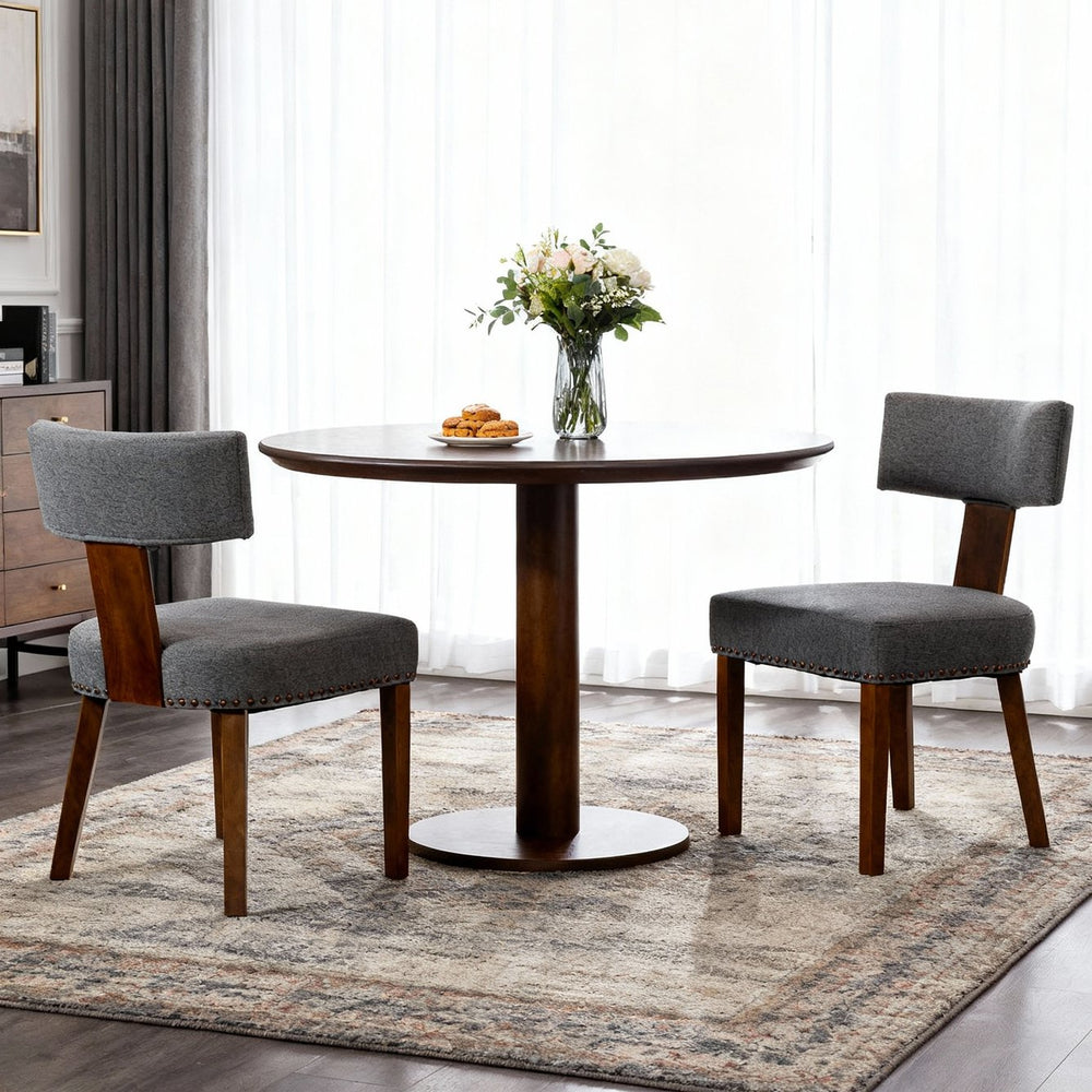 English Elm French Country Barstools Solid Wood Cabriole Legs Upholstered Cushion Set of 2 W1622P411743