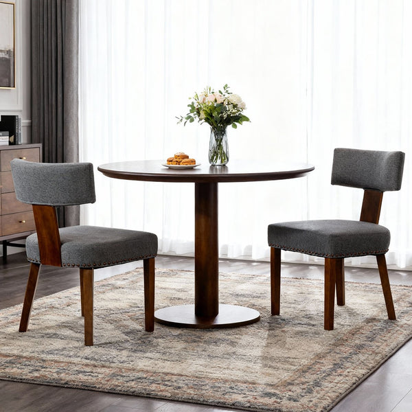 English Elm French Country Barstools Solid Wood Cabriole Legs Upholstered Cushion Set of 2 W1622P411743