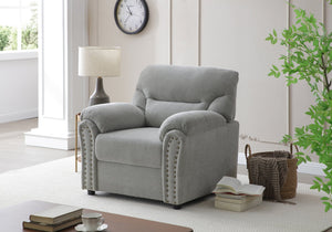 English Elm Hamilton Chair with Nailhead Trim and Pillow-Top Arms, Plush Chenille Seat and Removable Backrest Gray 33 L x 40 W x 23 H B078P349533
