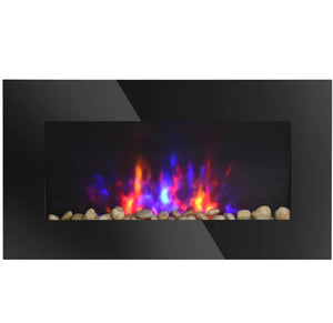 English Elm 7 Color Flame Wall Mounted Electric Fireplace Tempered Glass Metal Ambiance Heater T3971P416219