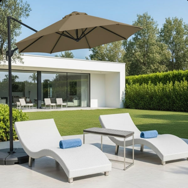 English Elm 10 Ft Square Cantilever Patio Umbrella Upf 50 Offset Canopy with 360 Rotation Khaki B082P454952