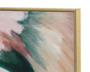 Sunpan Wild Ones Wall Art Set of 2 - Hand-Painted Retro Diptych in Gold Floater Frame, Unique Decor