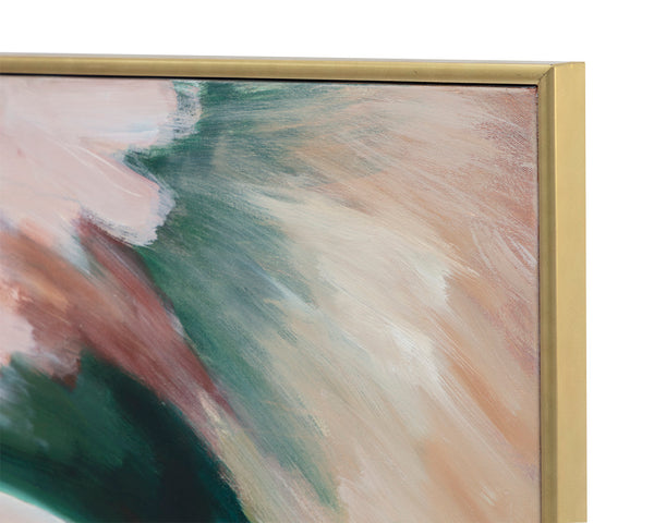 Sunpan Wild Ones Wall Art Set of 2 - Hand-Painted Retro Diptych in Gold Floater Frame, Unique Decor