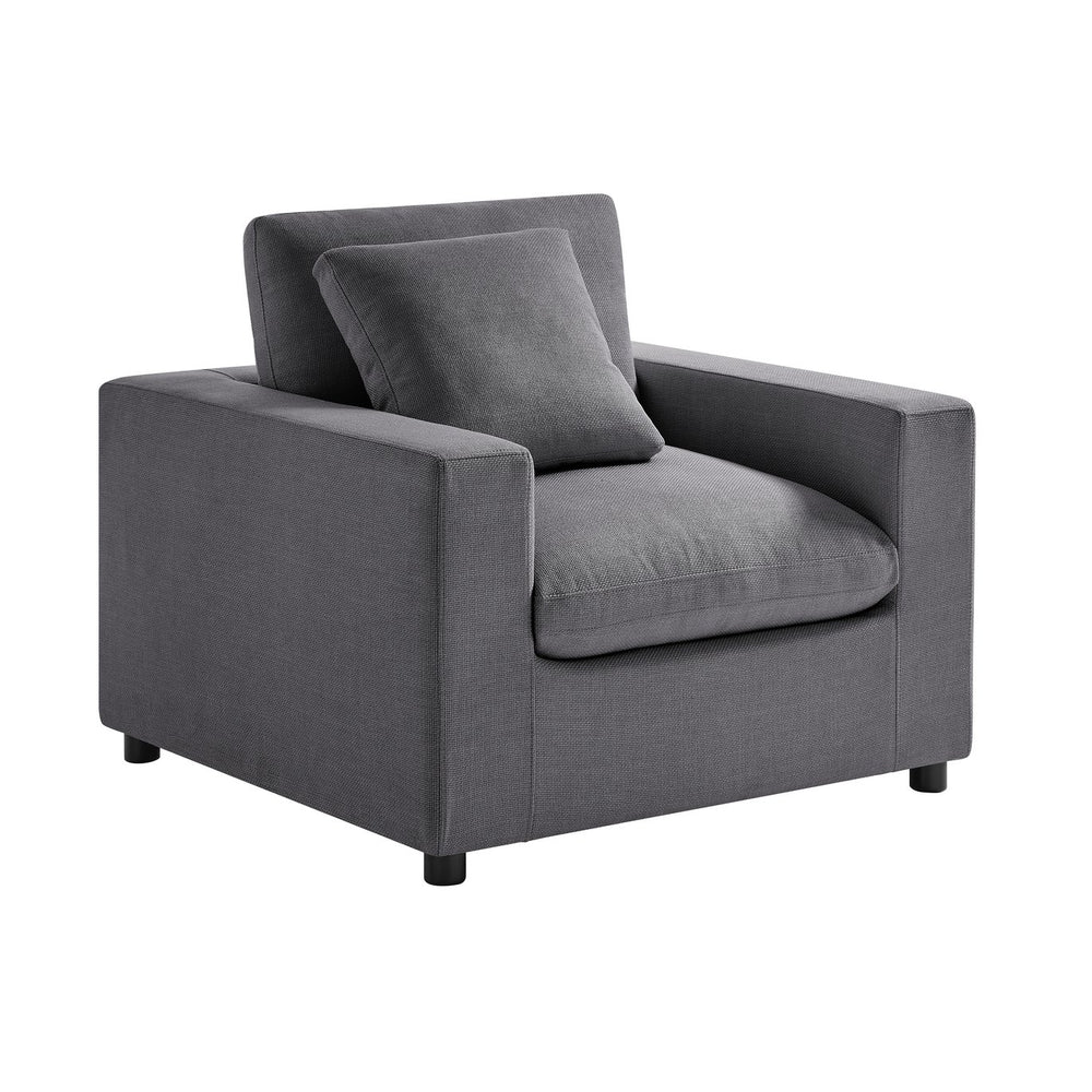 English Elm Cassandra Plush Modern Armchair with Down-Fiber Cushions, Removable Covers & Solid Wood Legs Charcoal B050P400268