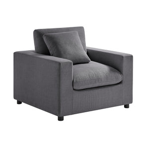 English Elm Cassandra Plush Modern Armchair with Down-Fiber Cushions, Removable Covers & Solid Wood Legs Charcoal B050P400268