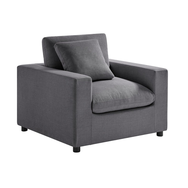 English Elm Cassandra Plush Modern Armchair with Down-Fiber Cushions, Removable Covers & Solid Wood Legs Charcoal B050P400268