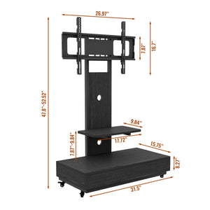 English Elm Tv Rolling Cart with Swivel Mount Lockable Wheels Pull Out Drawer Iron Frame Black W241P246878