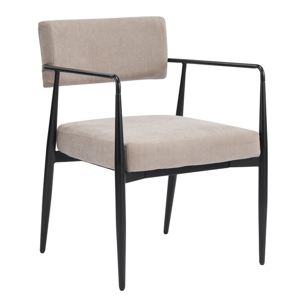 English Elm Nora Upholstered Dining Arm Chair with Black Metal Legs Mid-century Modern Style N776P272040D