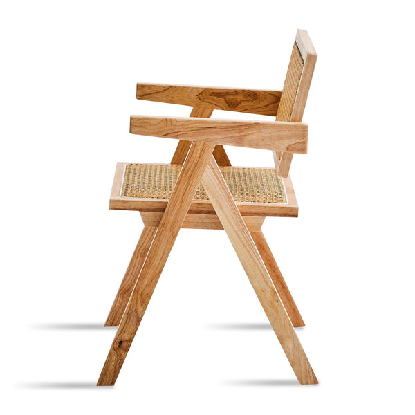 English Elm 2 Dining Chairs - Elegant Rubberwood With Hand-Woven Rattan, Versatile For Dining & Living Spaces W2720P237603